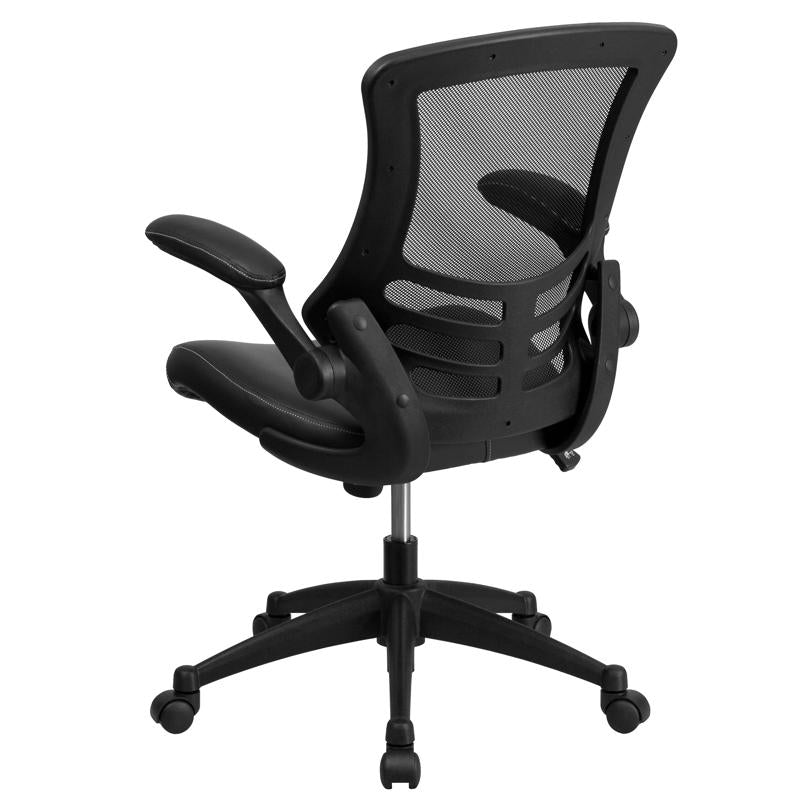 Kelista Desk Chair with Wheels | Swivel Chair with Mid-Back Black Mesh and Leath image 5