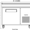 VALPRO 47″ ONE DOOR PIZZA PREP TABLE REFRIGERATOR image 2