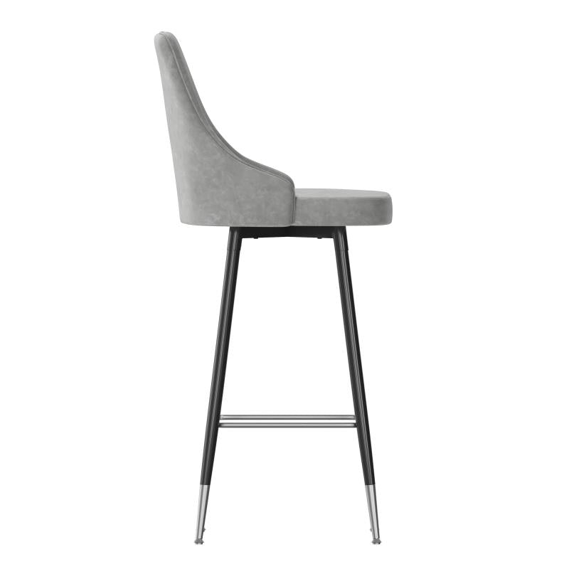 Shelly Set of 2 Commercial LeatherSoft Bar Height Stools with Solid Black Metal image 3