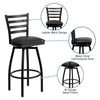 Ladder Back Swivel Metal Barstool - Black Vinyl Seat image 0