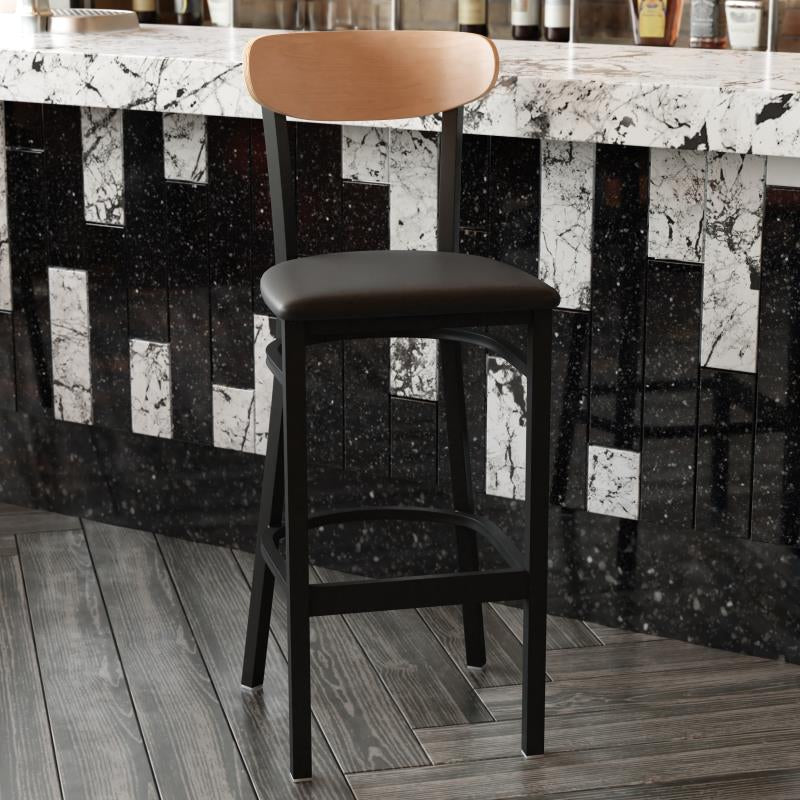 Wright Commercial Grade Barstool with 500 LB. Capacity Black Steel Frame image 2