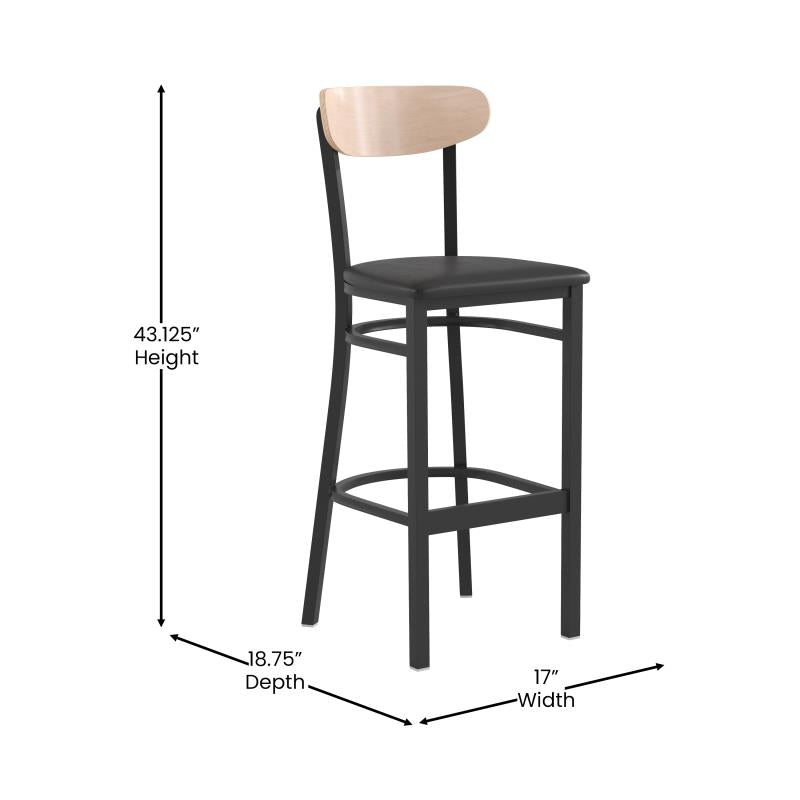 Wright Commercial Grade Barstool with 500 LB. Capacity Black Steel Frame image 1