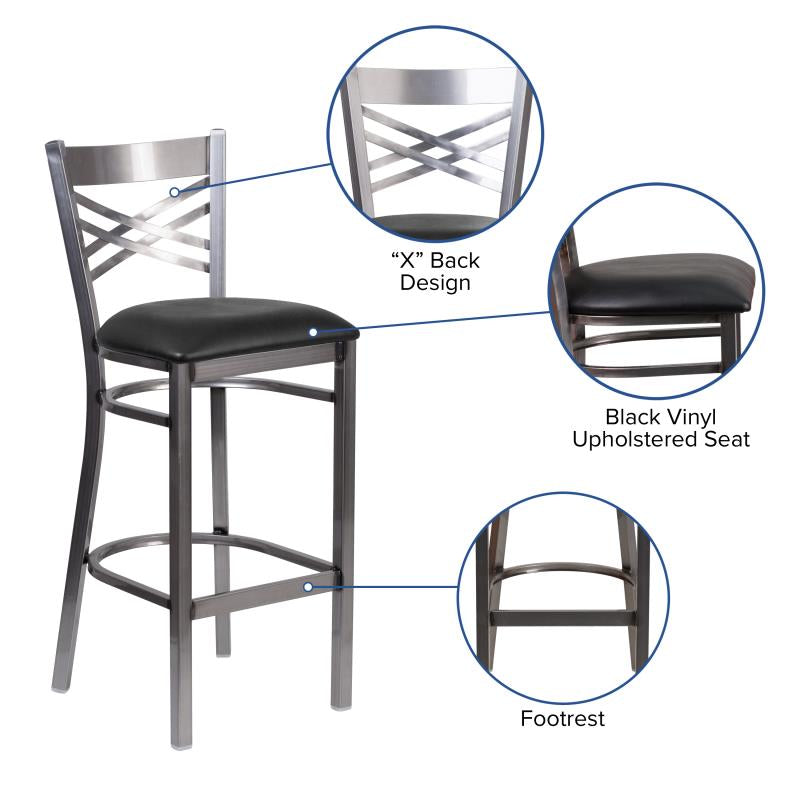 X Back Metal Restaurant Barstool image 0