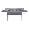 90 in. x 23.5 in. Stainless Steel Three Compartment Sink with 18 in. x 18 in. Bo image 0