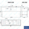 60 in. x 19 in. Three Compartment Underbar Sink with Right and Left Drainboards image 3