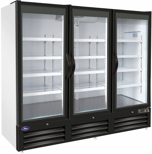 VALPRO THREE SWING FULL GLASS DOOR MERCHANDISER REFRIGERATOR – 72 CU. FT. image 0