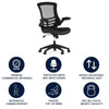 Kelista Desk Chair with Wheels | Swivel Chair with Mid-Back Black Mesh and Leath image 2