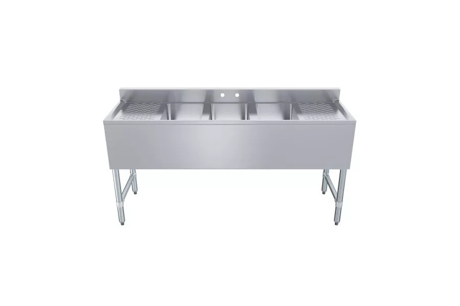60 in. x 19 in. Three Compartment Underbar Sink with Right and Left Drainboards image 0