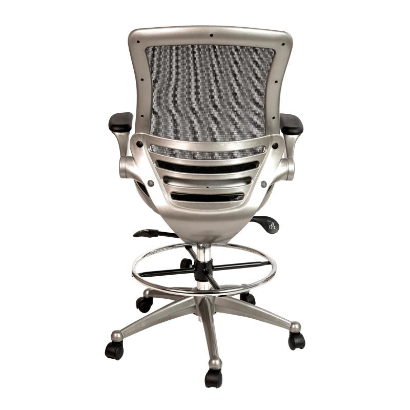 Waylon Mid-Back Transparent Black Mesh Drafting Chair with Graphite Silver Frame image 5