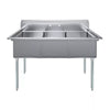 59 in. x 23.5 in. Stainless steel Three Compartment Sink with 18 in. x 18 in. Bo image 0