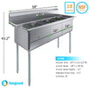 59 in. x 23.5 in. Stainless steel Three Compartment Sink with 18 in. x 18 in. Bo image 2