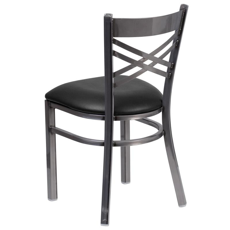 HERCULES Series Clear Coated ''X'' Back Metal Restaurant Chair - Choose Vinyl or image 0