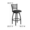 Ladder Back Swivel Metal Barstool - Black Vinyl Seat image 3
