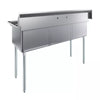 59 in. x 23.5 in. Stainless steel Three Compartment Sink with 18 in. x 18 in. Bo image 4