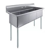 59 in. x 23.5 in. Stainless steel Three Compartment Sink with 18 in. x 18 in. Bo image 3