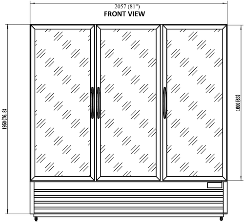 VALPRO THREE SWING FULL GLASS DOOR MERCHANDISER REFRIGERATOR – 72 CU. FT. image 1