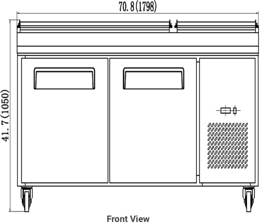 VALPRO 71″ TWO-DOOR PIZZA PREP TABLE REFRIGERATOR image 4