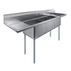 90 in. x 23.5 in. Stainless Steel Three Compartment Sink with 18 in. x 18 in. Bo image 2