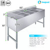 60 in. x 19 in. Three Compartment Underbar Sink with Right and Left Drainboards image 2