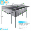 90 in. x 23.5 in. Stainless Steel Three Compartment Sink with 18 in. x 18 in. Bo image 3